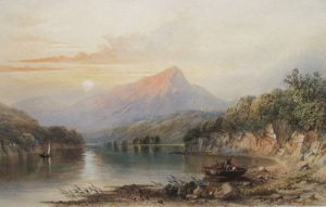 Title: Scene On Loch and Perthshire, 1857, by Cornelius B. Pearson (1805-1891) in the Joseph & Rita Orr Art Collection, Orr Art Gallery, Osage Beach, MO